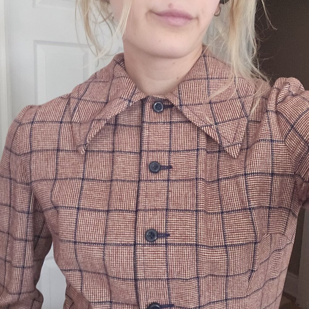 Pendleton Tan and Black Checkered Mini Dress